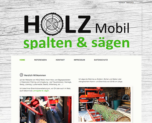 Bild Projekt Webdesign - für Holz Mobil - Lohnspalten & Sägen