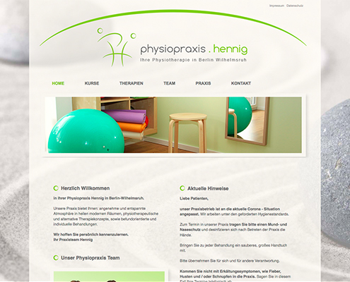 Bild Projekt Webdesign - für Physiopraxis Hennig - Ihre Physiotherapie in Wilhelmsruh