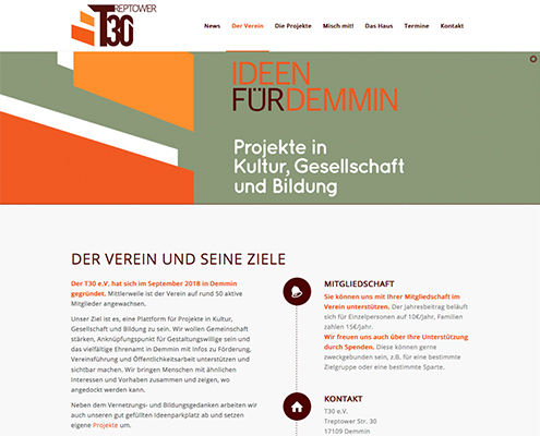 Bild Projekt Webdesign - für den t30 e.v. Demmin