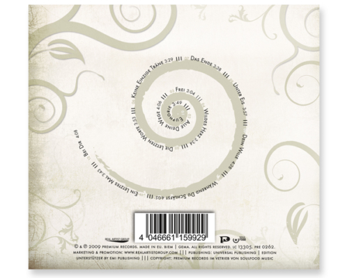 Projekt CD-Artwork für Down Below, Album Wildes Herz, Digipack Rückseite